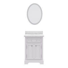 24 In. Single Sink Carrara White Marble Countertop Bath Vanity In Pure White