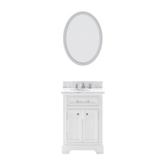 24 In. Single Sink Carrara White Marble Countertop Bath Vanity In Pure White