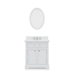 30 In. Single Sink Carrara White Marble Countertop Bath Vanity In Pure White