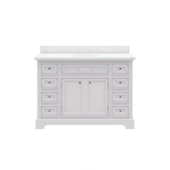 48 In. Single Sink Carrara White Marble Countertop Bath Vanity In Pure White