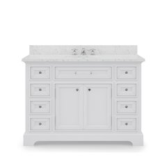 48 In. Single Sink Carrara White Marble Countertop Bath Vanity In Pure White
