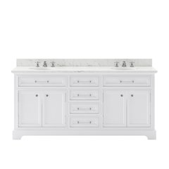 72 Inch Pure White Double Sink Bathroom Vanity With Faucet From The Collection