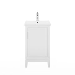 20 In. Integrated Ceramic Sink Top Bath Vanity in Pure White