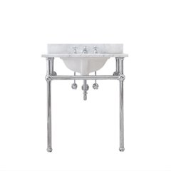 30 In. W. Single Wash Stand, P-Trap, Carrara White Marble Countertop
