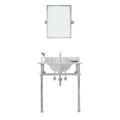 30 In. W. Single Wash Stand, P-Trap, Carrara White Marble Countertop