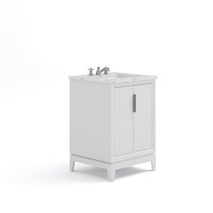 24 In. Single Sink Carrara White Marble Countertop Bath Vanity In Pure White