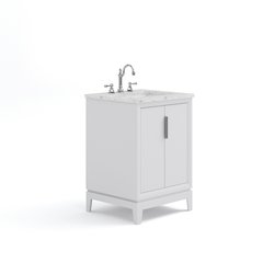 24 In. Single Sink Carrara White Marble Countertop Bath Vanity In Pure White