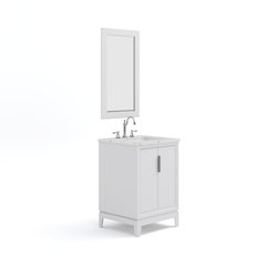 24 In. Single Sink Carrara White Marble Countertop Bath Vanity In Pure White