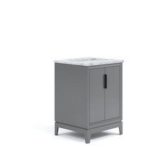 Elizabeth 24-Inch Single Sink Carrara White Marble Vanity In Cashmere Grey