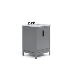 24-Inch Single Sink Carrara White Marble Vanity In Cashmere Grey