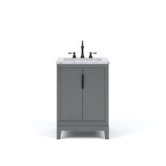 24-Inch Single Sink Carrara White Marble Vanity In Cashmere Grey