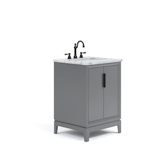24-Inch Single Sink Carrara White Marble Vanity In Cashmere Grey