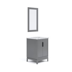 24-Inch Single Sink Carrara White Marble Vanity In Cashmere Grey