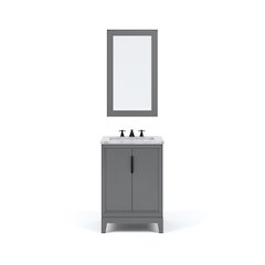 24-Inch Single Sink Carrara White Marble Vanity In Cashmere Grey