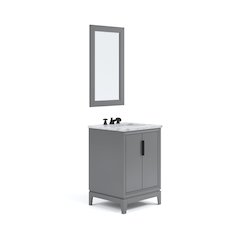 24-Inch Single Sink Carrara White Marble Vanity In Cashmere Grey