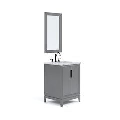 24-Inch Single Sink Carrara White Marble Vanity In Cashmere Grey