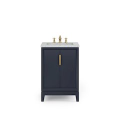 24 In. Single Sink Carrara White Marble Countertop Bath Vanity In Monarch Blue