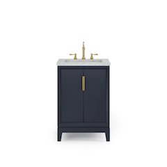 24 In. Single Sink Carrara White Marble Countertop Bath Vanity In Monarch Blue