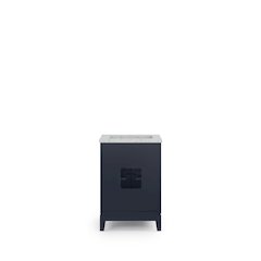 24 In. Single Sink Carrara White Marble Countertop Bath Vanity In Monarch Blue