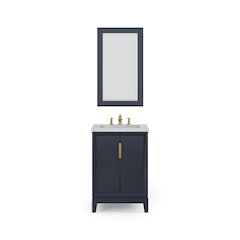24 In. Single Sink Carrara White Marble Countertop Bath Vanity In Monarch Blue