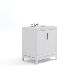 30 In. Single Sink Carrara White Marble Countertop Bath Vanity In Pure White