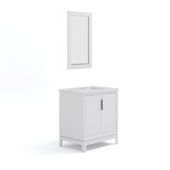 30 In. Single Sink Carrara White Marble Countertop Bath Vanity In Pure White