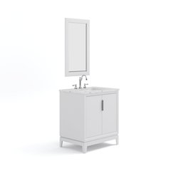 30 In. Single Sink Carrara White Marble Countertop Bath Vanity In Pure White