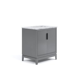 30 In. Single Sink Carrara White Marble Countertop Bath Vanity In Cashmere Grey