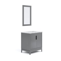 30 In. Single Sink Carrara White Marble Countertop Bath Vanity In Cashmere Grey