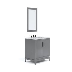 30 In. Single Sink Carrara White Marble Countertop Bath Vanity In Cashmere Grey