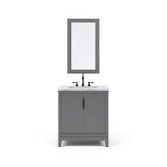 30 In. Single Sink Carrara White Marble Countertop Bath Vanity In Cashmere Grey