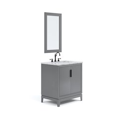 30 In. Single Sink Carrara White Marble Countertop Bath Vanity In Cashmere Grey