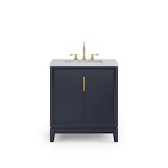 30 In. Single Sink Carrara White Marble Countertop Bath Vanity In Monarch Blue