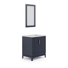 30 In. Single Sink Carrara White Marble Countertop Bath Vanity In Monarch Blue