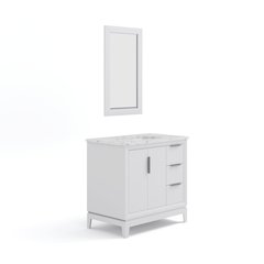 36 In. Single Sink Carrara White Marble Countertop Bath Vanity In Pure White