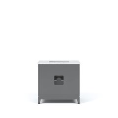 36 In. Single Sink Carrara White Marble Countertop Bath Vanity In Cashmere Grey
