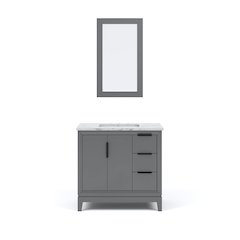 36 In. Single Sink Carrara White Marble Countertop Bath Vanity In Cashmere Grey