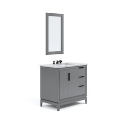 36 In. Single Sink Carrara White Marble Countertop Bath Vanity In Cashmere Grey