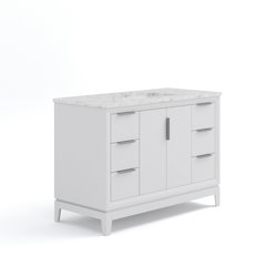48 In. Single Sink Carrara White Marble Countertop Bath Vanity In Pure White