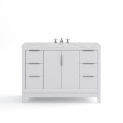 48 In. Single Sink Carrara White Marble Countertop Bath Vanity In Pure White