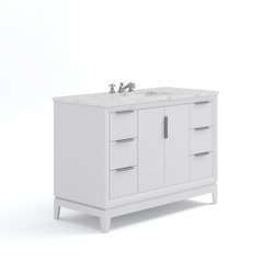 48 In. Single Sink Carrara White Marble Countertop Bath Vanity In Pure White