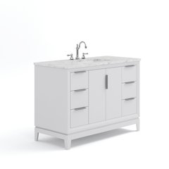 48 In. Single Sink Carrara White Marble Countertop Bath Vanity In Pure White