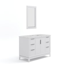48 In. Single Sink Carrara White Marble Countertop Bath Vanity In Pure White