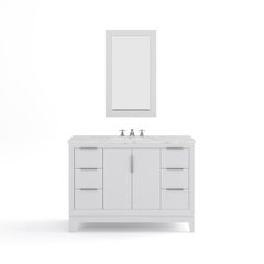 48 In. Single Sink Carrara White Marble Countertop Bath Vanity In Pure White