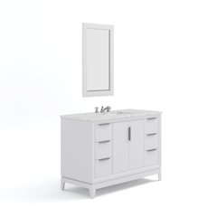48 In. Single Sink Carrara White Marble Countertop Bath Vanity In Pure White