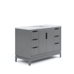 48 In. Single Sink Carrara White Marble Countertop Bath Vanity In Cashmere Grey