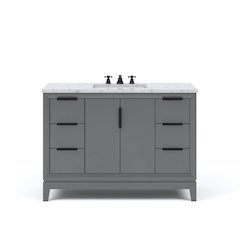 48 In. Single Sink Carrara White Marble Countertop Bath Vanity In Cashmere Grey