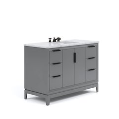 48 In. Single Sink Carrara White Marble Countertop Bath Vanity In Cashmere Grey