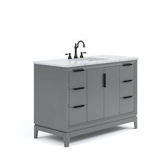 48 In. Single Sink Carrara White Marble Countertop Bath Vanity In Cashmere Grey