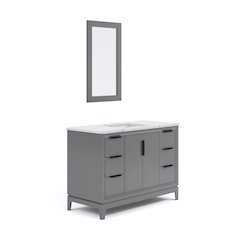 48 In. Single Sink Carrara White Marble Countertop Bath Vanity In Cashmere Grey